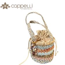 Bolsa de cordão Capellini Straw World com destaque frisado e bolso interno com zíper comprar usado  Enviando para Brazil