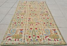 Authentic Hand Knotted Vintage Flat Weave Pictorial Kilim Area Rug 4.10 x 2.8 Ft for sale  Shipping to South Africa