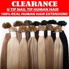 100% Real Remy Hair Keratin Pre Bonded Nail U Tip Glue Human Hair Extensions US for sale  Shipping to South Africa