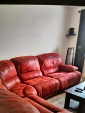 leather sofa recliner red for sale  COWDENBEATH