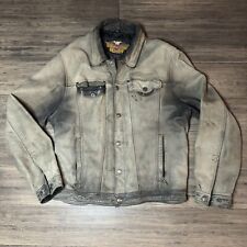 Men's Harley Davidson Distressed Leather Vintage Jacket XL Fits Like Large for sale  Shipping to South Africa