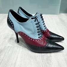 Gucci Gia Oxford Leather Tricolor Top Heels Shoes for sale  Shipping to South Africa