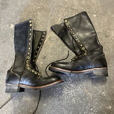 Vintage Tall Black Leather Linesman Boots -- Carolina Chippewa Workwear Boots for sale  Shipping to South Africa