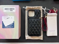 Capa carteira LAMEEKU iPhone 13 Pro 6,1 pol., acolchoada couro preto alças vermelhas comprar usado  Enviando para Brazil
