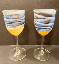 Steven Maslach VOLCANO Hand Blown Studio Glass WINE Goblets - 1979, used for sale  Shipping to South Africa