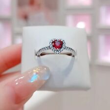 NUEVO 100% Anillo Corazón Elevado Rojo Brillante Plata Nueve Talla 5 6 7.5 8.5 segunda mano  Embacar hacia Argentina