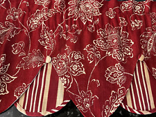 Waverly Williamsburg Everard Red Damask Floral Stripe Scalloped Valance Each 50" for sale  Shipping to South Africa