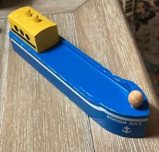 Tren ferroviario de madera Thomas & Friends 1994 Sodor Bay barco de carga azul barco barcaza segunda mano  Embacar hacia Argentina