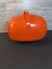 Vintage MCM Orange Plastic Picnic Set/Basket 1970's Service For 4 Complete Set for sale  Shipping to South Africa