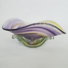 Iridescent Free Form Abstract Hand Blown Studio Art Glass Footed Bowl 5-7/8" for sale  Shipping to South Africa