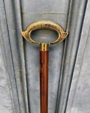 Antique Walking Stick With Imperial Design Brass Head Handle Vintage Wooden Cane, usado comprar usado  Enviando para Brazil