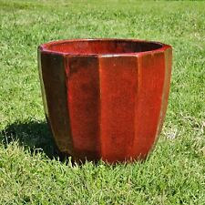 Glazed Scalloped Clay Pot Planter 12.5" L x 12.5" W x 12" H for sale  Shipping to South Africa