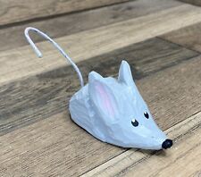 Hand Carved Wooden Mouse Figurine Signed & Numbered Gray Painted Metal Tail 3.5" for sale  Shipping to South Africa