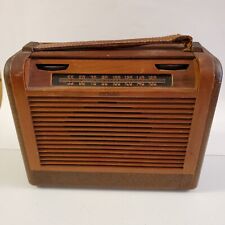 Rádio portátil Philco antigo topo de rolo de madeira #46-350 12×10×5" comprar usado  Enviando para Brazil