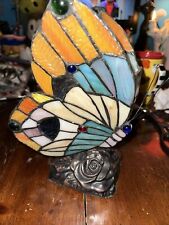 Lámpara de mesa vintage estilo Tiffany vitral mariposa luz nocturna 9 1/2 de alto segunda mano  Embacar hacia Argentina