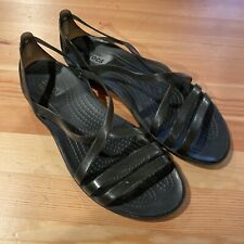 Womens 7 Crocs Isabella Black Strappy Slip On Flats Jelly Sandals Comfort Shoes for sale  Shipping to South Africa