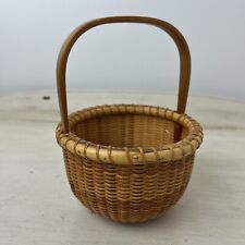 Small Nantucket Style Hand Woven Basket With Wooden Base Round 6 Inch Tall for sale  Shipping to South Africa
