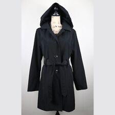 Abrigo gabardina extraíble para mujer London Fog talla M clásico negro largo medio capucha, usado segunda mano  Embacar hacia Argentina