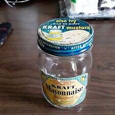 Vintage 1940s Kraft Mayonnaise Pint Jar With Lid  for sale  Stanford