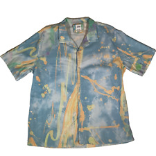 Camisa masculina Zara manga curta ajuste relaxado botão para cima multicolorida usada comprar usado  Enviando para Brazil