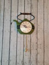 Reloj de pared con cable Spartus Corp EE. UU. Tea Kettle Pot Verde Art Deco vintage segunda mano  Embacar hacia Argentina