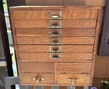 Antiguo gabinete de caja 8 cajones madera de roble catálogo de tarjetas gabinete Cleveland System Co. segunda mano  Embacar hacia Argentina