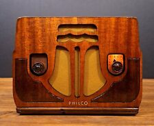 Radio de tubo Philco antigua de madera antigua - mesa Art Deco restaurada y funcionando segunda mano  Embacar hacia Argentina