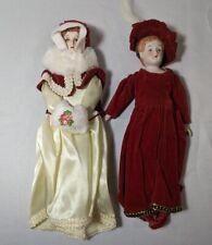 Pair Of Handmade Porcelain Dolls Christmas Vintage 10", used for sale  Shipping to South Africa