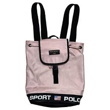 Mochila polo esportiva vintage anos 90 Ralph Lauren rosa claro bandeira bolsa tote soletrar, usado comprar usado  Enviando para Brazil