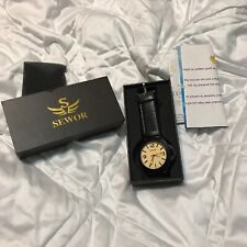 Relógio analógico automático/vento manual pulseira de couro preto masculino Sewor comprar usado  Enviando para Brazil