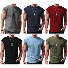 Para hombre Informal Sin mangas Camiseta Cuello Redondo Color Liso Prendas para el torso Deportes Camisas de Entrenamiento segunda mano  Embacar hacia Argentina