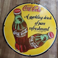 DRINK COCA-COLA PORCELAIN ENAMEL SIGN 30 INCHES ROUND for sale  Shipping to South Africa