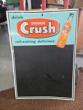 Used, Vintage original Orange Crush Soda Metal Menu Board Sign 27x19 Stout Green Back for sale  Shipping to South Africa
