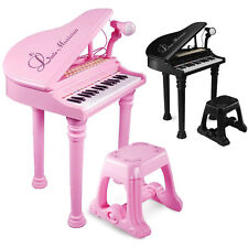 Microfone e banquinho de brinquedo teclado instrumento musical piano de cauda eletrônico infantil comprar usado  Enviando para Brazil