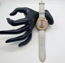Relógio feminino INC analógico com cristais brancos e pulseira de couro branco, usado comprar usado  Enviando para Brazil