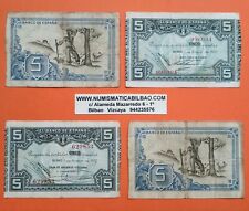 4 Billetes Bancos EUSKADI 5 PESETAS 1937 BILBAO + VIZCAINA + PIEDAD + VIZCAYA R1 segunda mano  Embacar hacia Argentina