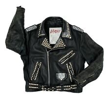 Usado, Jaqueta de couro vintage LA ROXX motociclista masculina 44 calha rocker punk cravejado marcador de pintura comprar usado  Enviando para Brazil