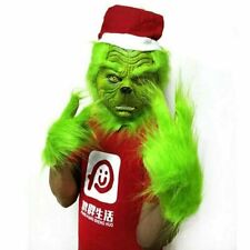 Adult The Grinch Head Latex Mask Gloves+Xmas Hat Monster Christmas Costume Prop til salgs  Frakt til Norway