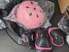 Casco y almohadillas para bicicleta de patineta para niños equipo de seguridad correa ajustable ROSA segunda mano  Embacar hacia Mexico