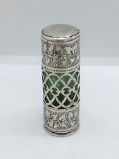 Garrafa perfumada de prata esterlina eduardiana com forro de vidro verde e detalhe perfurado comprar usado  Enviando para Brazil