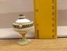 Vtg hand decorated opening tiny bantam  egg on metal stand, used for sale  GUILDFORD