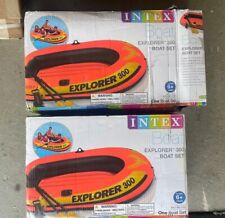 2x Intex Explorer 300 Compact Inflatable Fishing 3 Person Raft Boat, used for sale  Shipping to South Africa