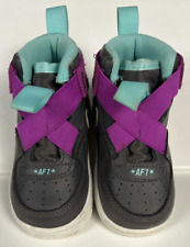 Nike infant AF1 US size 5 grey purple aqua air force 1's for sale  Shipping to South Africa