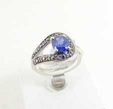 9ct White Gold Tanzanite Ring Blue Diamond  Hallmarked size M with Gift Box for sale  Shipping to South Africa