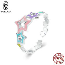 Anel de abertura estrela arco-íris prata esterlina 925 moda feminina presentes joias Voroco comprar usado  Enviando para Brazil