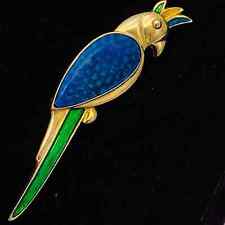 Vintage Blue and Green Enamel Large Parrot Bird Brooch for sale  Shipping to South Africa