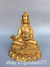 Antigüedades chinas budismo tibetano bronce dorado loto vivo maestro Buda estatua segunda mano  Embacar hacia Argentina