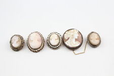 Shell Cameo Brooches Vintage Filigree Simulated Pearl Ladies Profile x 5 for sale  Shipping to South Africa
