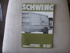 1976 Schwing BP 550HD BP800 Portable Concrete Pumps Brochure for sale  Canada