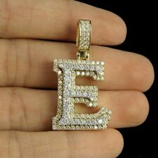 Pingente de diamante com letra inicial 'E' criado em laboratório 2 quilates corte redondo ouro 14K 2 tons FN comprar usado  Enviando para Brazil